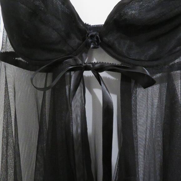 Victoria's Secret Women Sz 34B Black Vintage Y2K Sheer Open Front Flowy Nightie - Picture 5 of 8